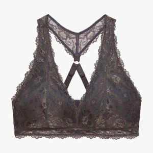 Savage X Fenty Floral Lace Racerback Bralette Grey
